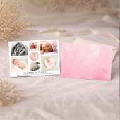 Waterverf Roze Monogram Foto Collage Girl Birth Aankondiging