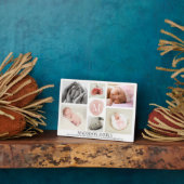 Waterverf Roze Monogram Foto Collage Girl Birth Fotoplaat (Zijkant)