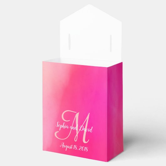 Waterverf Roze Monogram Huwelijksgunst Bedankdoosjes (Geopend)