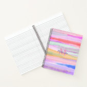 Waterverf Roze monogram stripes Notitieboek (Binnen)