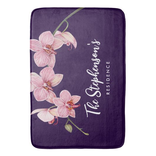Waterverf Roze Moth Orchideeën Schilderij Badmat (Voorkant Verticaal)