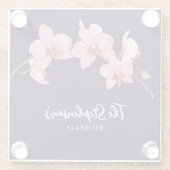 Waterverf Roze Moth Orchideeën Schilderij Glazen Onderzetter (Achterkant)