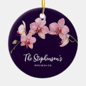 Waterverf Roze Moth Orchideeën Schilderij Keramisch Ornament (Voorkant)