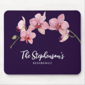 Waterverf Roze Moth Orchideeën Schilderij Muismat (Voorkant)