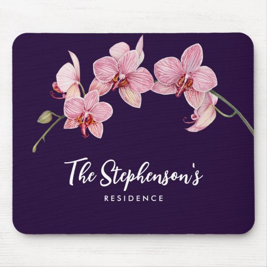 Waterverf Roze Moth Orchideeën Schilderij Muismat (Voorkant)