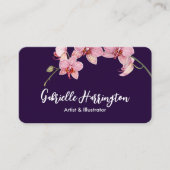 Waterverf Roze Moth Orchids Social Media Visitekaartje (Voorkant)