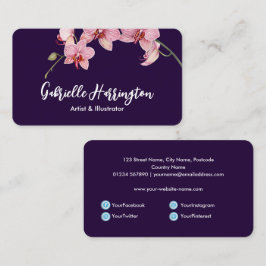Waterverf Roze Moth Orchids Social Media Visitekaartje