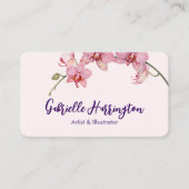 Waterverf Roze Moth Orchids Social Media Visitekaartje (Voorkant)