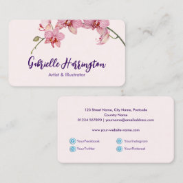 Waterverf Roze Moth Orchids Social Media Visitekaartje