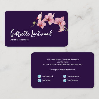Waterverf Roze Moth Orchids Social Media Visitekaartje