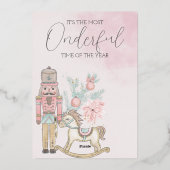 waterverf Roze Notenkraker 1e verjaardag Kerst Folie Uitnodiging (Achterkant)