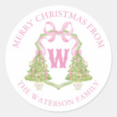 Waterverf Roze Notenkraker Christmas Crest Gift Ronde Sticker (Voorkant)