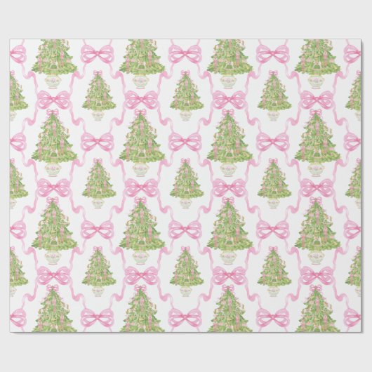 Waterverf Roze Notenkraker Kerstboom Cadeaupapier (Vlak)