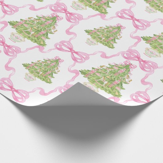 Waterverf Roze Notenkraker Kerstboom Cadeaupapier (Hoek)
