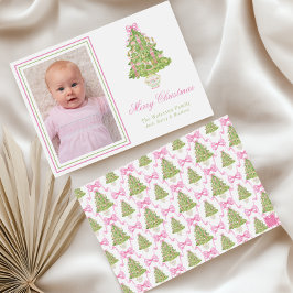 Waterverf Roze Notenkraker Kerstboom Foto Feestdagenkaart