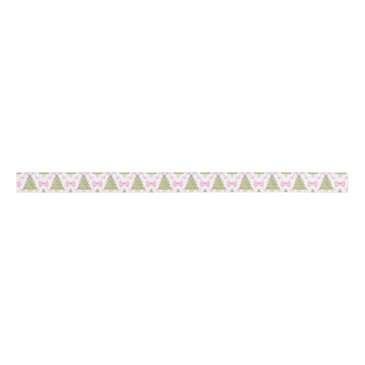 Waterverf Roze Notenkraker Kerstboom Grosgrain Lint (Voorkant)