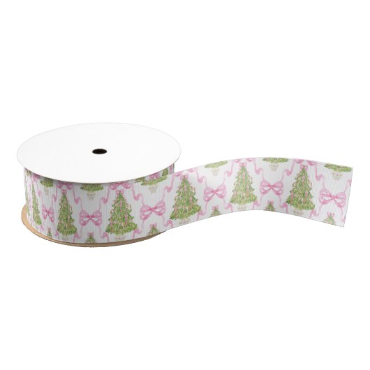 Waterverf Roze Notenkraker Kerstboom Grosgrain Lint (Spoel)