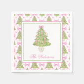 Waterverf Roze Notenkraker Kerstboom Servet (Voorkant)