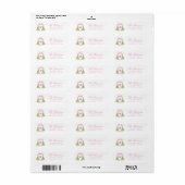 Waterverf Roze Notenkraker Monogram Crest Adres Etiket (Full Sheet)