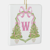 Waterverf Roze Notenkraker Monogram Crest Keramisch Ornament (Rechts)
