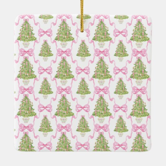 Waterverf Roze Notenkraker Monogram Crest Keramisch Ornament (Achterkant)