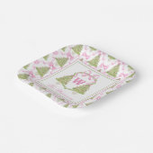 Waterverf Roze Notenkraker Monogram Crest Papieren Bordje (Gebogen)