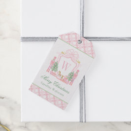 Waterverf Roze Notenkraker Monogram Wapen Cadeaulabel