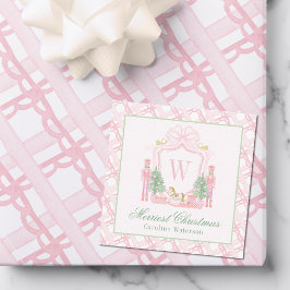 Waterverf Roze Notenkraker Monogram Wapen Notitiekaartje