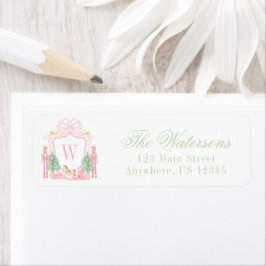 Waterverf Roze Notenkraker Monogram Wapenschild Ad Etiket