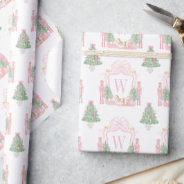 Waterverf Roze Notenkraker Monogram Wapenschild Cadeaupapier
