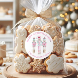 Waterverf Roze Notenkrakers Kerstcadeau Ronde Sticker