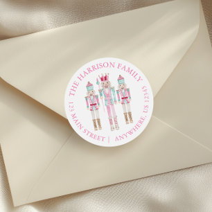 Waterverf Roze Notenkrakers Retouradres Ronde Sticker