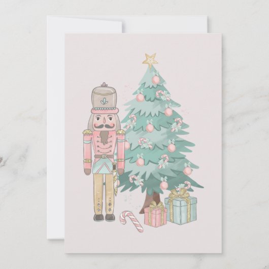 waterverf Roze Nutkraker Baby shower Kerstmis Kaart (Achterkant)