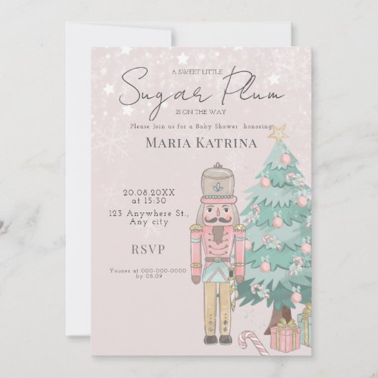 waterverf Roze Nutkraker Baby shower Kerstmis Kaart (Voorkant)