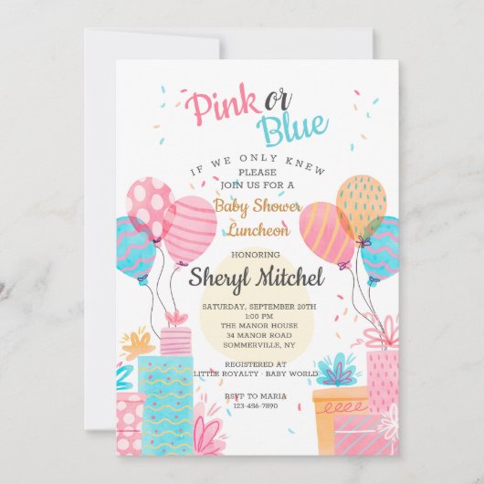 Waterverf roze of blauw Baby shower Kaart (Voorkant)