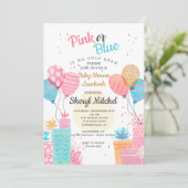 Waterverf roze of blauw Baby shower Kaart (Staand voorkant)