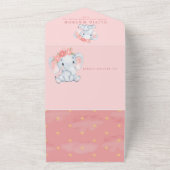 Waterverf Roze Olifant Meisje Baby shower All In One Uitnodiging (Buitenkant)