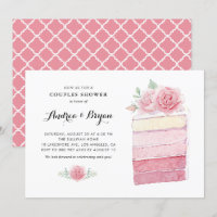 Waterverf Roze Ombre Cake Slice Couples Shower