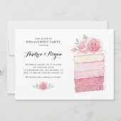 Waterverf roze ombre Cake Slice Engagement Party Kaart (Voorkant)