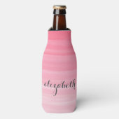 Waterverf Roze Ombre Feminine Monogram Flesjeskoeler (Fles Voorkant)