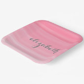 Waterverf Roze Ombre Feminine Monogram Papieren Bordje (Gebogen)