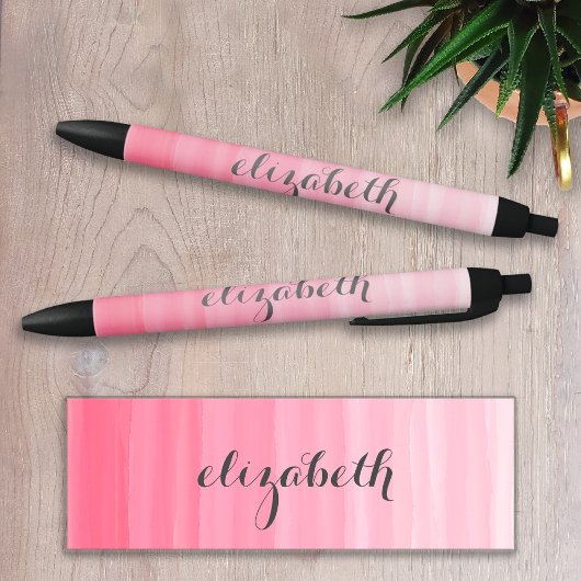Waterverf Roze Ombre Feminine Monogram Zwarte Inkt Pen