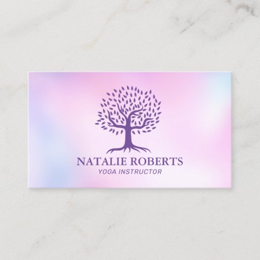 Waterverf roze ombre Yoga Instructor Life Visitekaartje (Voorkant)