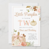 Waterverf Roze Onze kleine pompoen 2e Verjaardag Kaart (Voorkant)