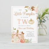 Waterverf Roze Onze kleine pompoen 2e Verjaardag Kaart (Staand voorkant)