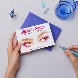 Waterverf roze oog make-up briefkaart
