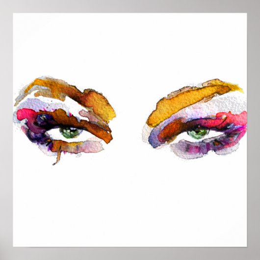 Waterverf roze oog make-up poster (Voorkant)