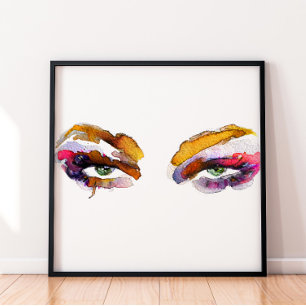 Waterverf roze oog make-up poster