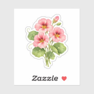 Waterverf Roze Oost-Indische Kers Bloemen Sticker