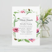 Waterverf Roze oppies Virtual Shower Kaart (Staand voorkant)